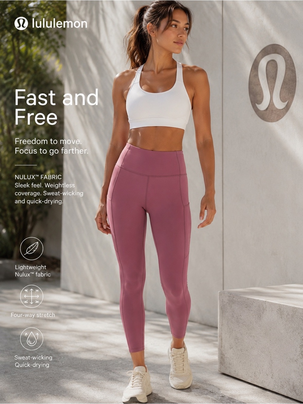 Lululemon Fast and Free Tight II 25" *Non-Reflective Nulux- Plumful Size xs